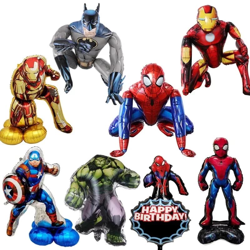 3D Big superhero Foil Balloons Birthday Party Decoration Spider Hero Stand Ballons Baby Shower Air Globos Party Favor Supplies