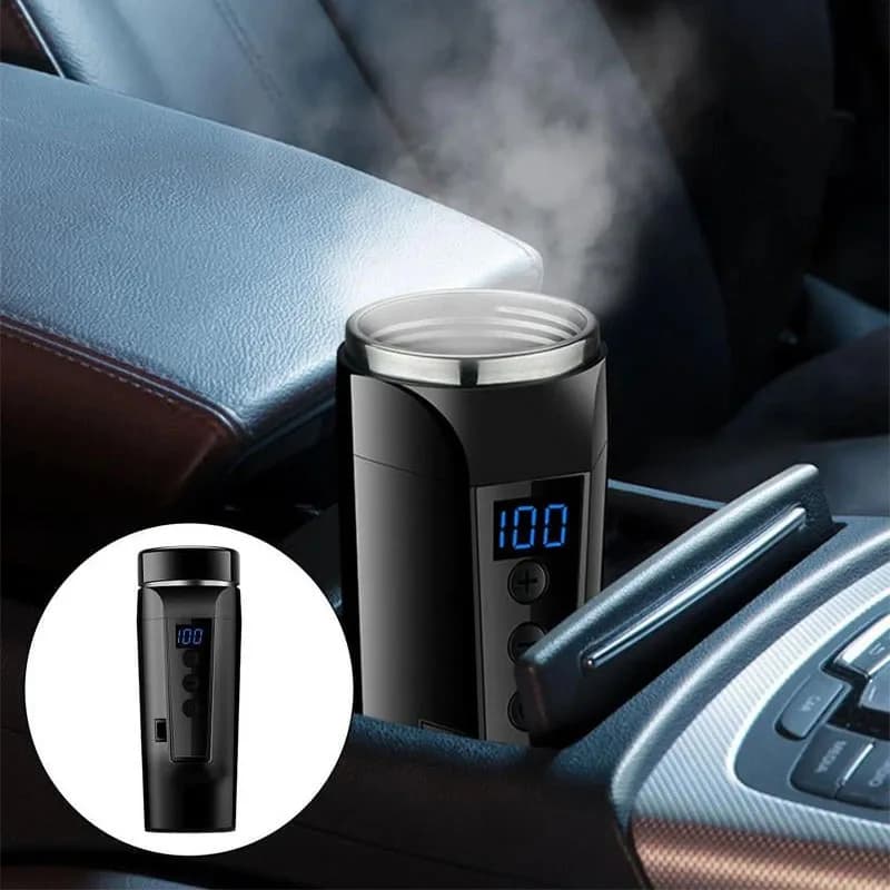 12V/24V Portable Electric Kettle for Car, 400ml Travel Heater Cup with Touch Screen and Intelligent Adjustable Temperature