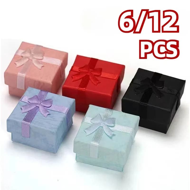 6/12 pcs multicolored rings box for jewelry rings necklace Valentine's Day birthday wedding gift packaging bowknot