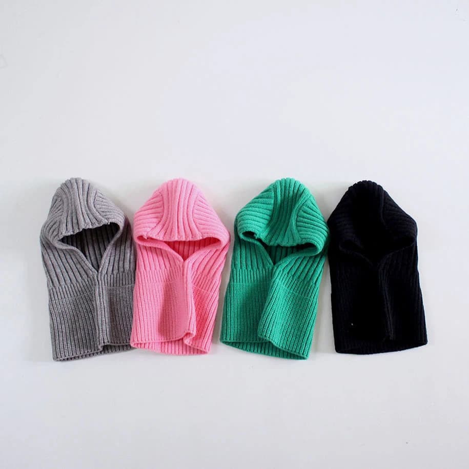 MILANCEL Sciarpa con cappuccio lavorata a maglia per neonati, calda, in tinta unita, sciarpa e cappello in un unico pezzo per accessori per bambini e neonati