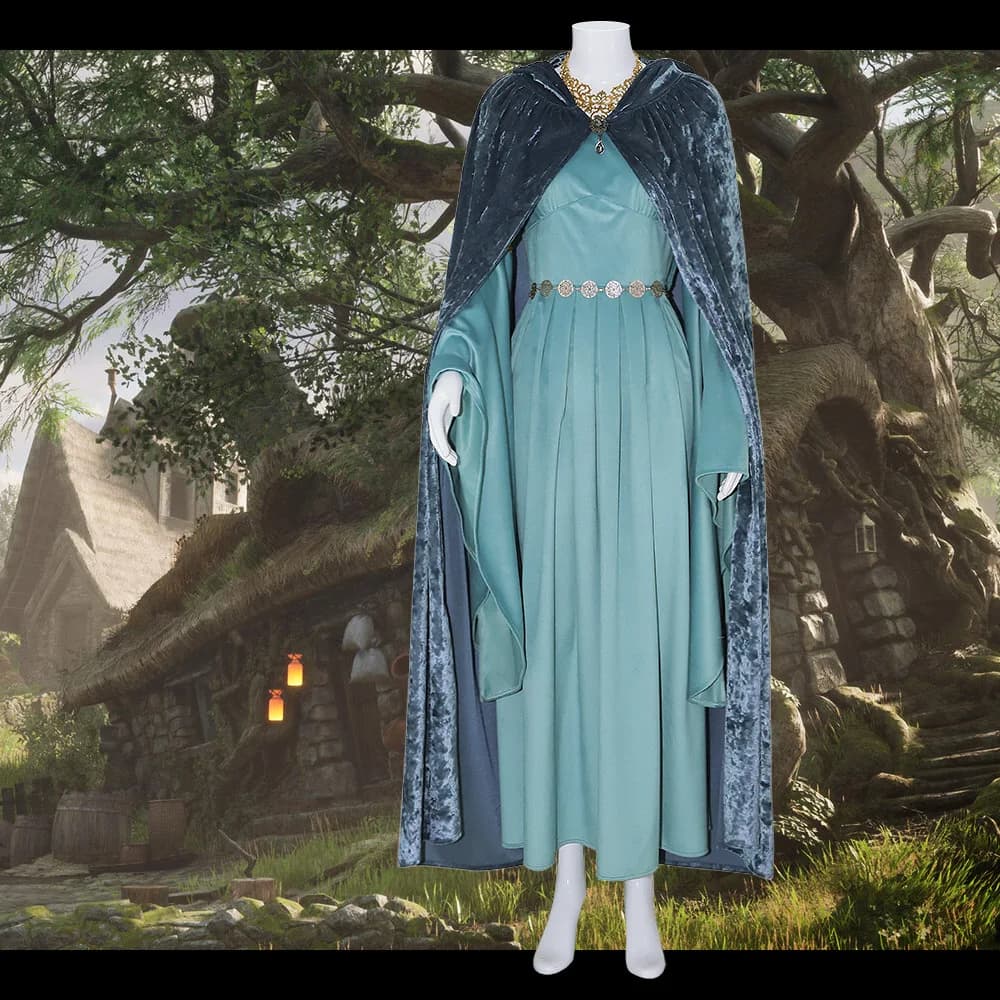 Magic Ring Lord Of The Rings Cosplay Costume Elf Princess Cosplay Dress Halloween Stage Performance Costume Light Blue Skirt