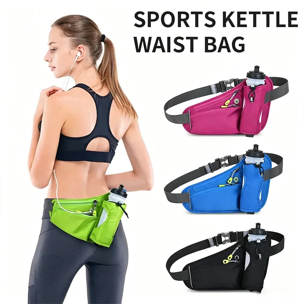 Fitness Waist Pack with Water Bottle Pocket Waterproof Lightweight Running Belt Bag Portable Phone Storage Bag for Outdoor Use