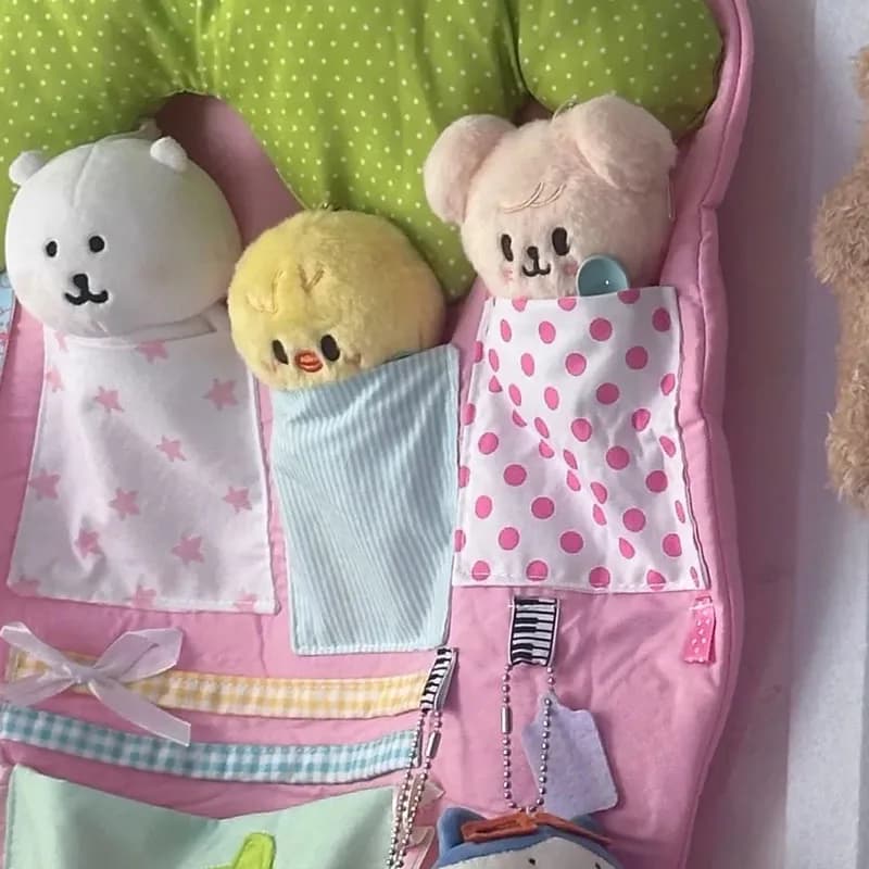 Toy Holder Bag with Hair Clip For Wall Hanger Cute Strawberry Holder Wall Hanger Decorative ABDL Girls Interior Room Decoration 1 pc