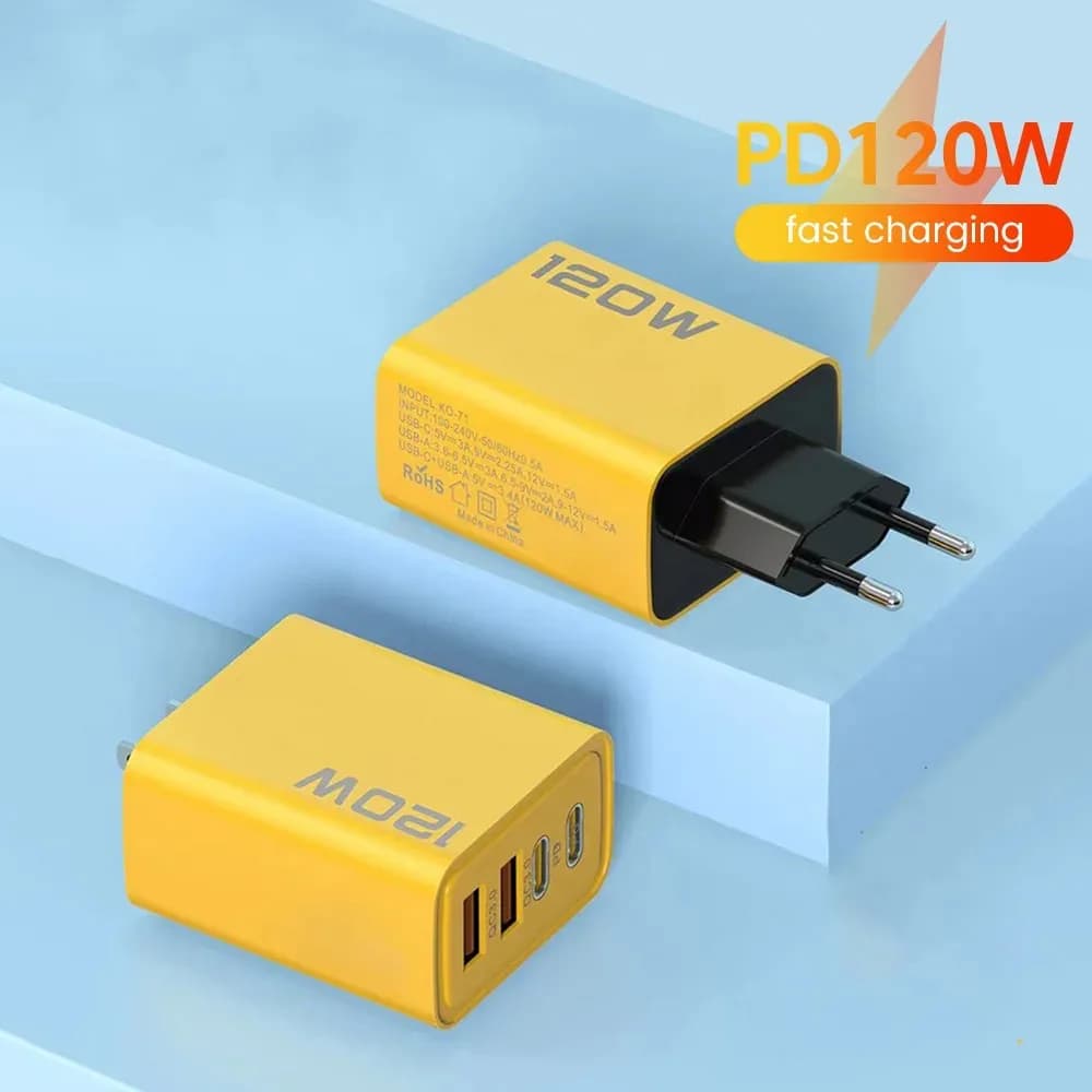 Adattatore per caricabatterie super veloce QC3.0 da 120 W Spina per ricarica rapida simultanea a quattro porte EU/US/UK per iPhone 16 Samsung Xiaomi 15 Huawei