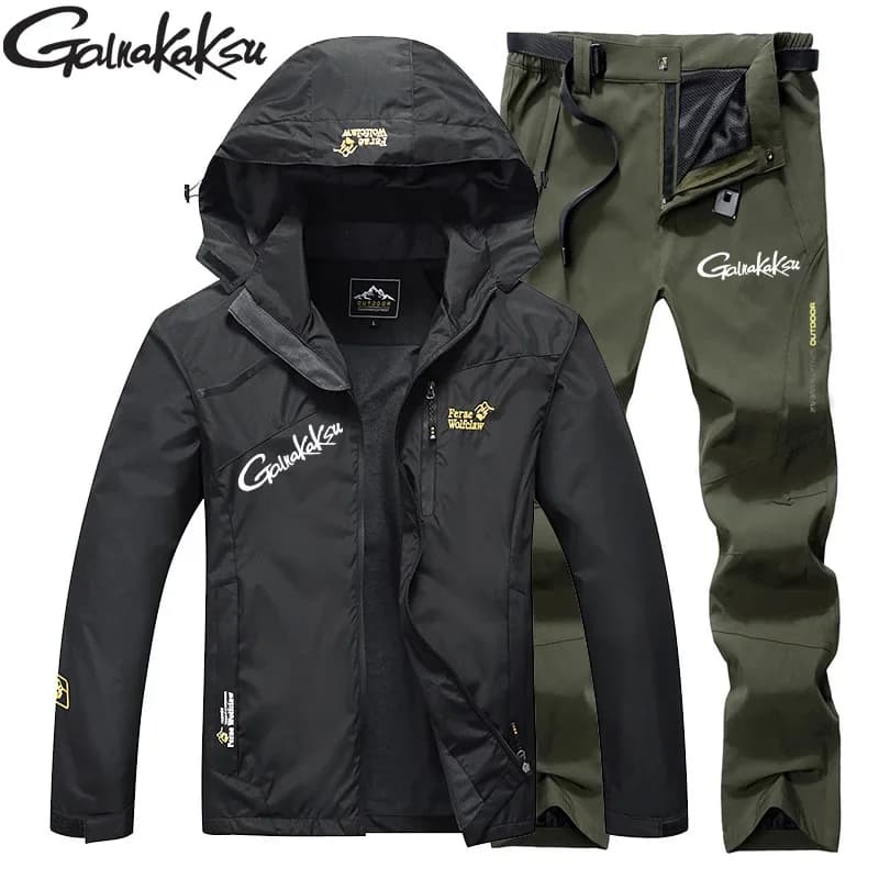 Spring Autumn Jackets Outdoor Slim Sports Sets Men's Body Fitting Pants Mountaineering Waterproof Windproof Fishing Jumpsuits