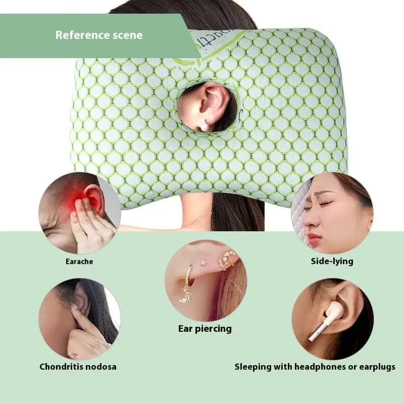 Cuscino Ergonomico per Piercing all'Orecchio, Imbottitura in Cotone Traspirante con Foro per Orecchio, Strumento per la Cura dell'Orecchio