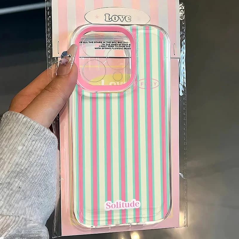 Ins Korean Fashion Pink Texture Phone Case for Xiaomi Mi 14 13 12 11 10T 14T Poco X6 F5 F4 X7 X4 X3 NFC Lite GT Pro 4G 5G Cover
