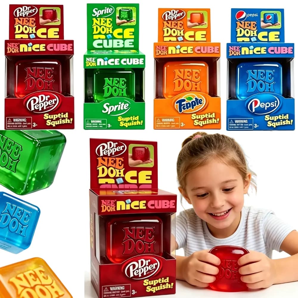 HOT Schylling Needoh Nice Cube Antistress Sensoriale in Maltosio, Giocattolo Fidget per Ansia e Concentrazione, Cubo Sensoriale per Adulti e Bambini