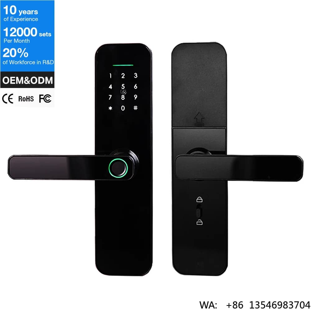 Original Manufacture WIFI Ttlock APP Control Fingerprint Electronic Digital Touch Screen Keypad Smart Door Lock for Wooden
