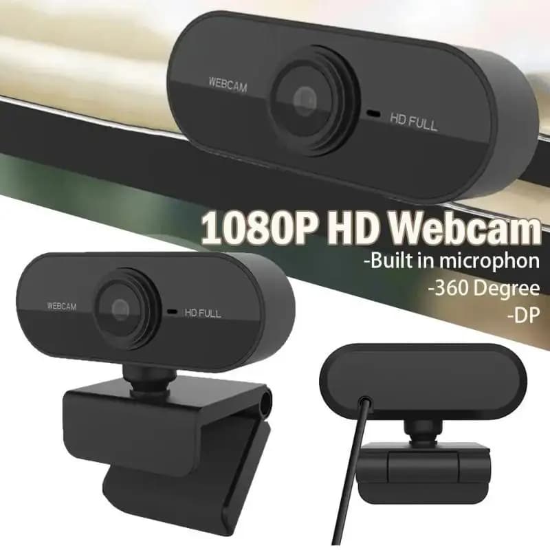 USB Webcam Built In Mic Plug And Play PC Camera 360 Rotatable For Video Calls Zoom Teams Streaming