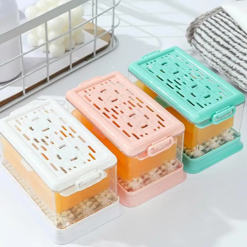 Soapbar Clear Support Soapbar Storage Laundry Case Soapbar with lid and foam brush roller