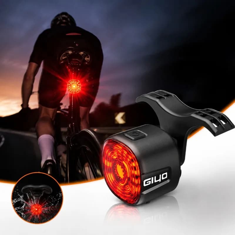 Smart Brake Bicycle Rear Light Auto on/Off Stop Signal Brake Road Bike LED Taillight Type-C Charge MTB Cycling Safety Flash Lamp