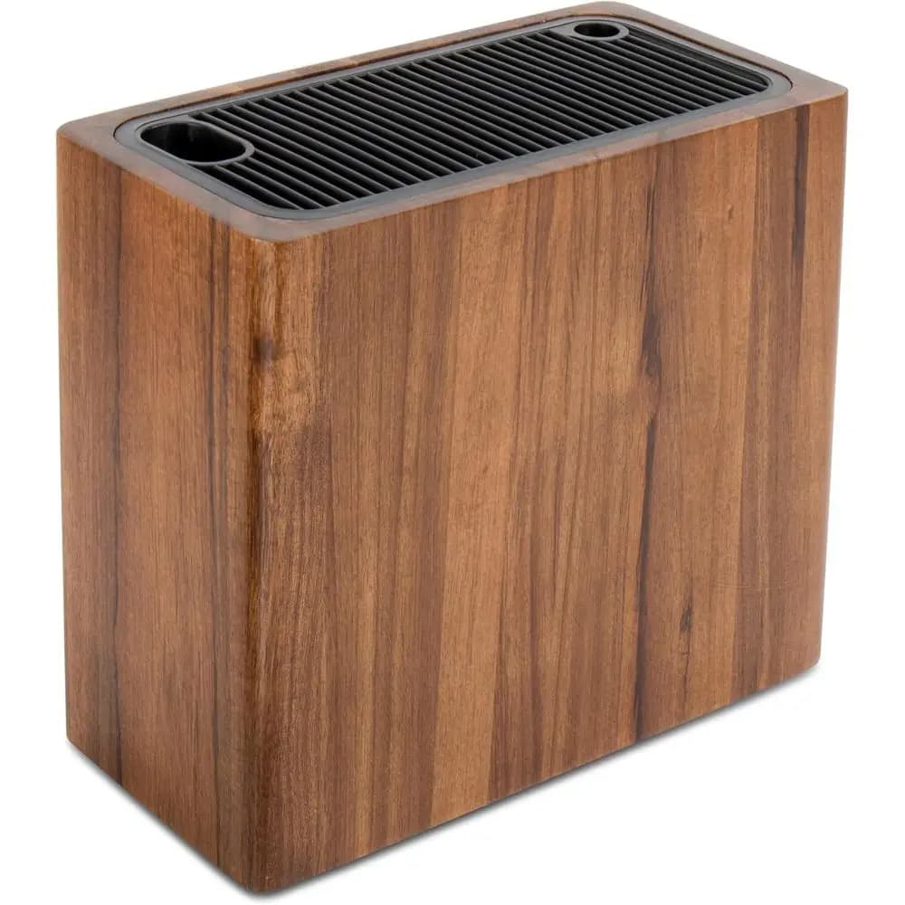 Grande blocco in legno per coltelli senza lame, organizer da cucina con fessure e supporti per forbici