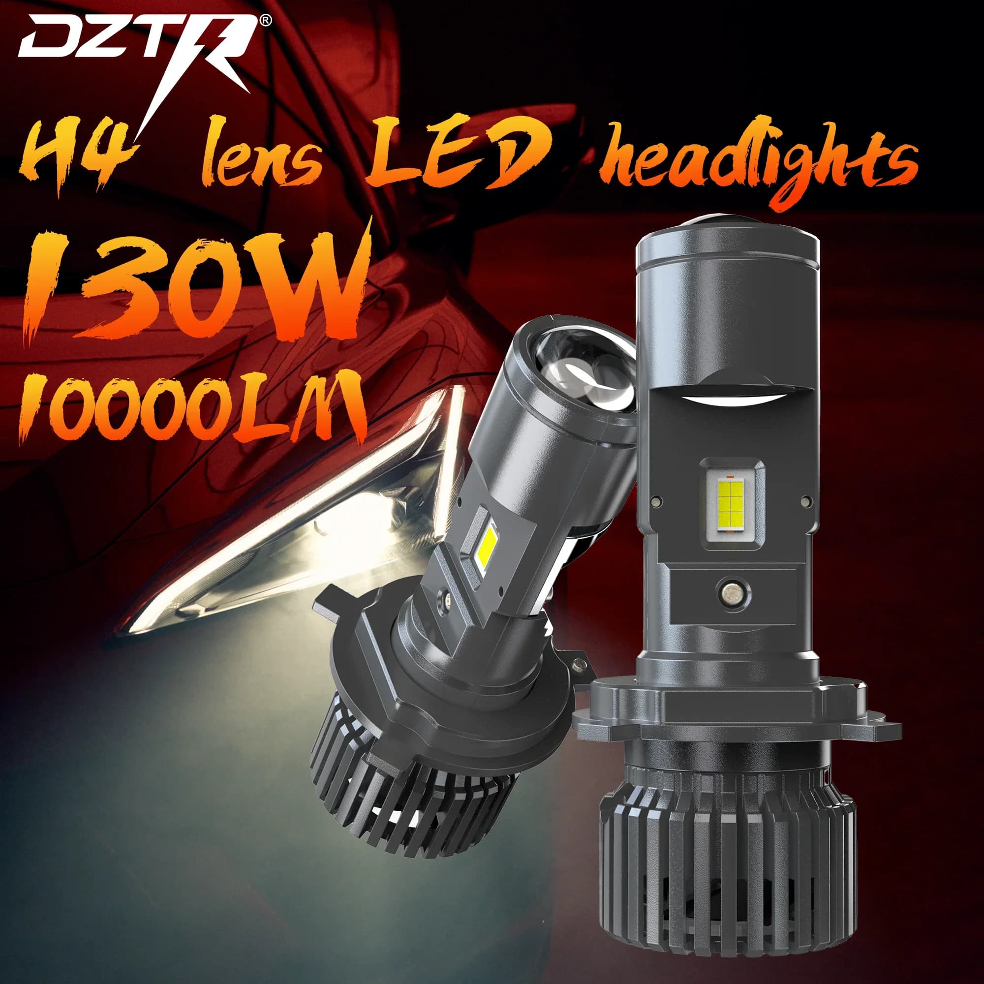 DZTR 2PCS H4 Proiettore LED Mini Lampadine per fari per auto 6000K LED Mini Lente Proiettore H4 Mini Lente per proiettore Faro LHD RHD 12v24v