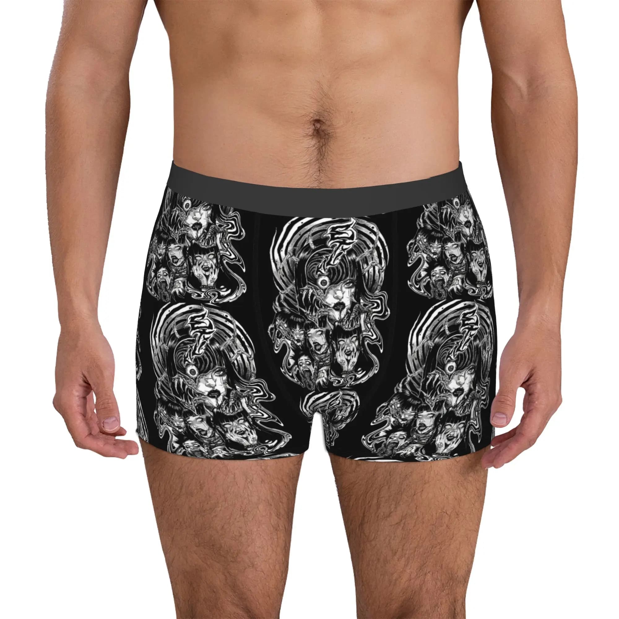 Japan Horror Anime Junji Ito Intimo da uomo stampato con manga, boxer, pantaloncini, mutandine, slip morbidi