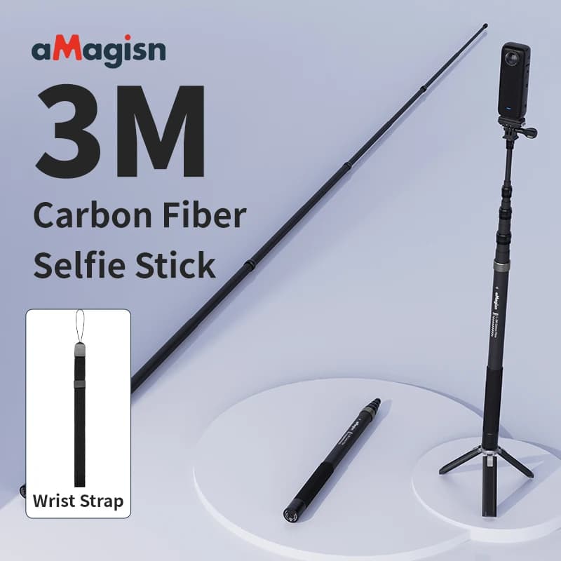 aMagisn 3M Bastone selfie invisibile in fibra di carbonio per DJI Action 5 Pro 4 3 Gopro Hero 13 12 11 10 9 8 7 Insta360 X4 X3 ACE Pro 2