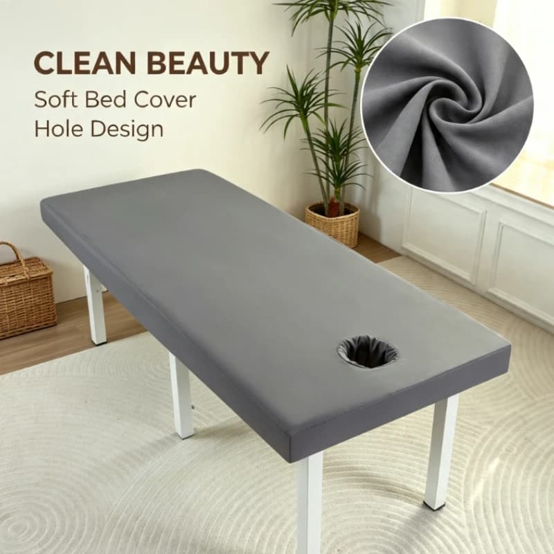 70x190cm/60x185cm Solid Beauty Salon Bed Cover Sheets Skin-friendly Cotton Fitted Bed Sheet for SPA Massage Salon Bed with Holes