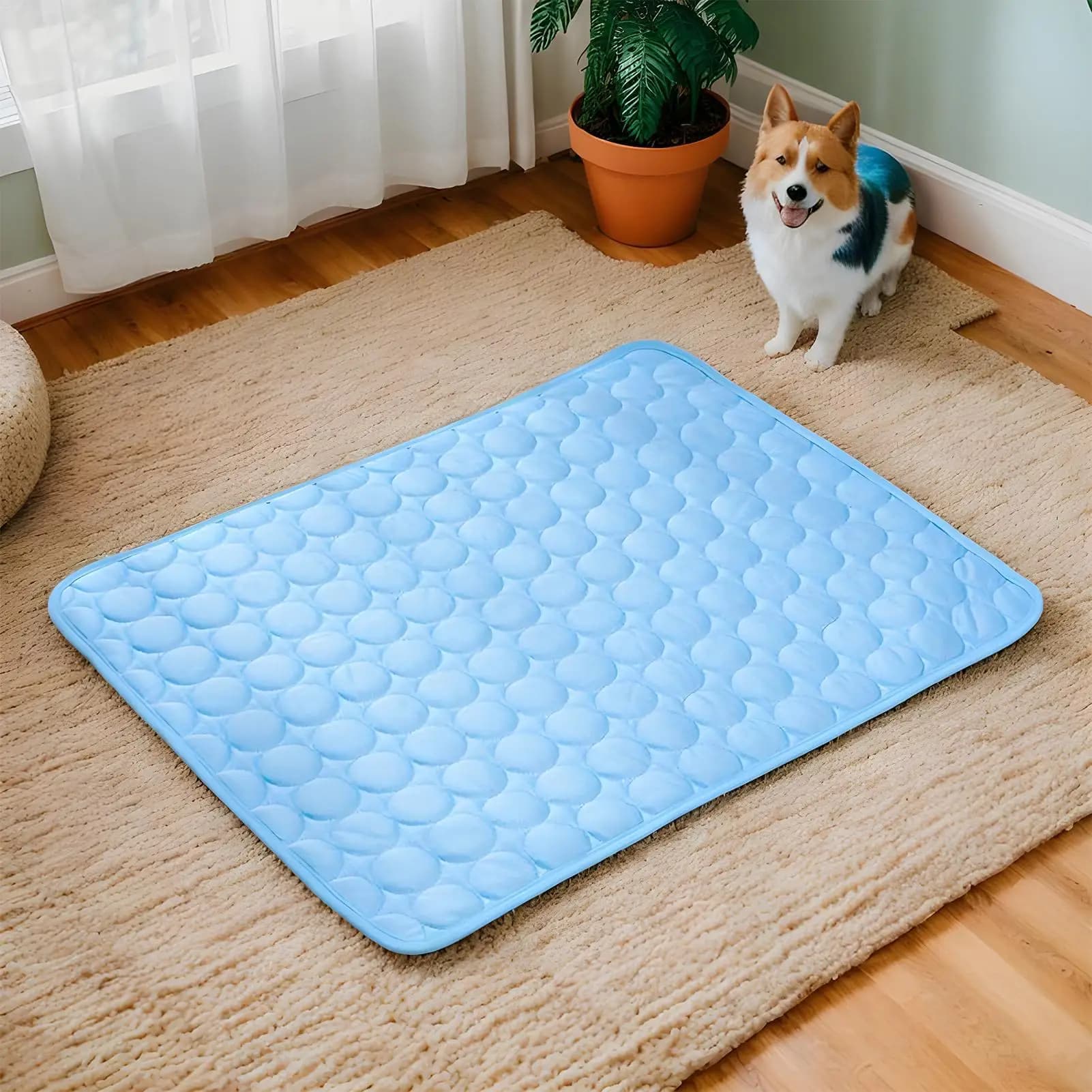 Washable Pet Cooling Mat Tear-Resistant Summer Medium Large Breeds Pet Cooling Ice-Silk Mats For Dogs Animals Camping Travel