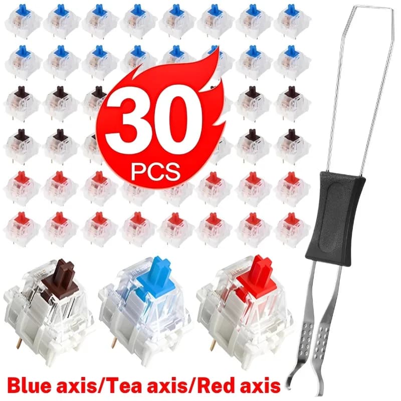 30/20/10 Pezzi Switch per Tastiera a 3 Pin, Interruttori Silenziosi Lineari Tattili Antipolvere per Tastiere Meccaniche, Switch da Gaming Fai-da-Te NUOVO