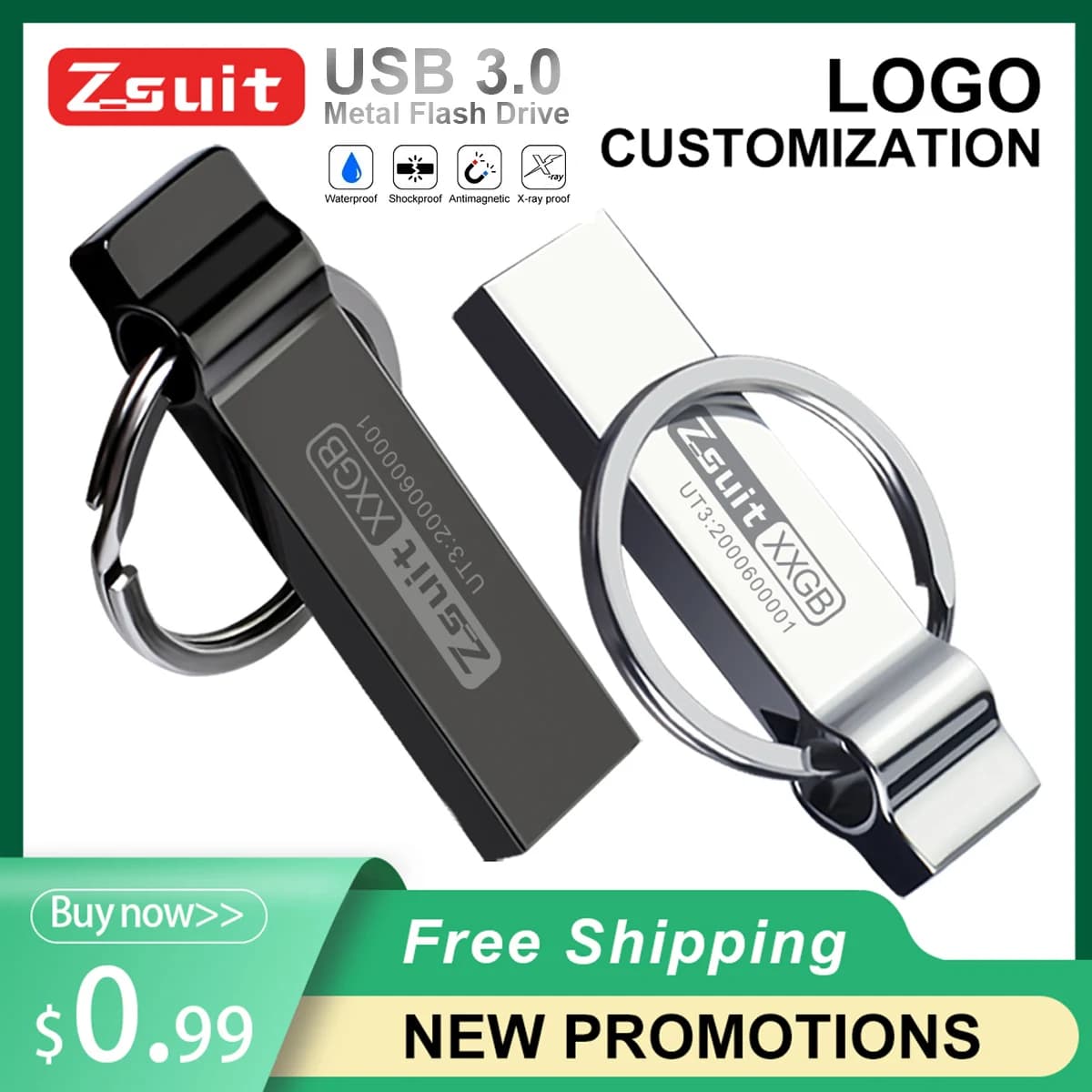 Zsuit Metallo USB 3.0 PenDrive Flash ad alta velocità Chiavetta USB Memory Stick 32 GB 64 GB 128 GB Chiavetta USB impermeabile Chiavetta USB U Disco