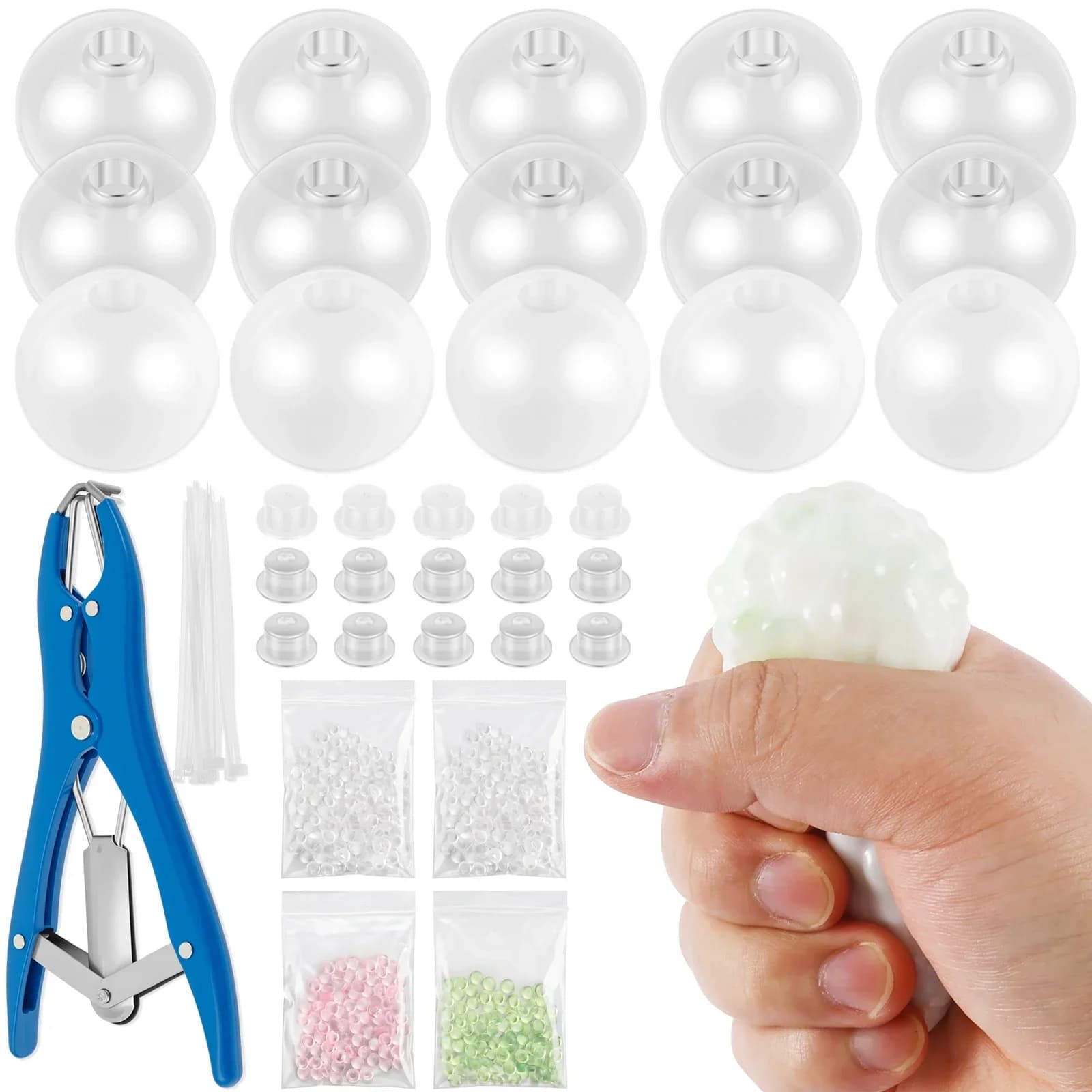 DIY Stress Ball Making Kit Portable Empty Squeeze Ball DIY Kit with Cable Tie Filler Bead Expander Tool for Home Office Adult