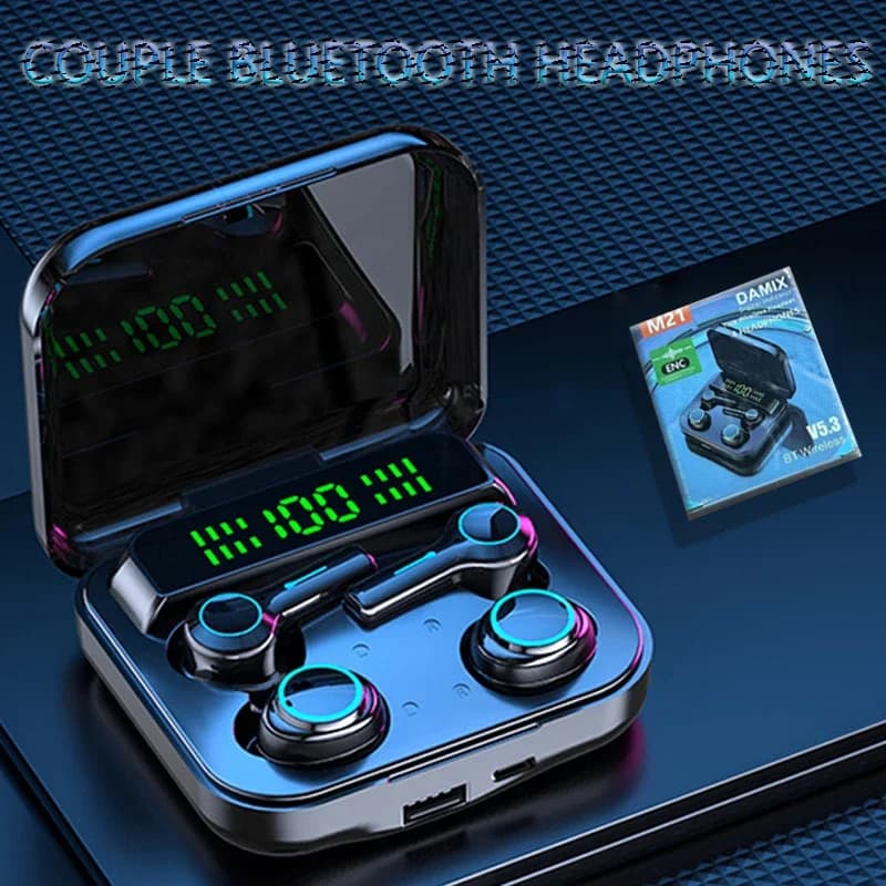 M21 TWS Coppia Cuffie senza fili Auricolari Bluetooth con cancellazione del rumore 9D Stereo Sport Impermeabile Quattro auricolari Cuffie con microfono