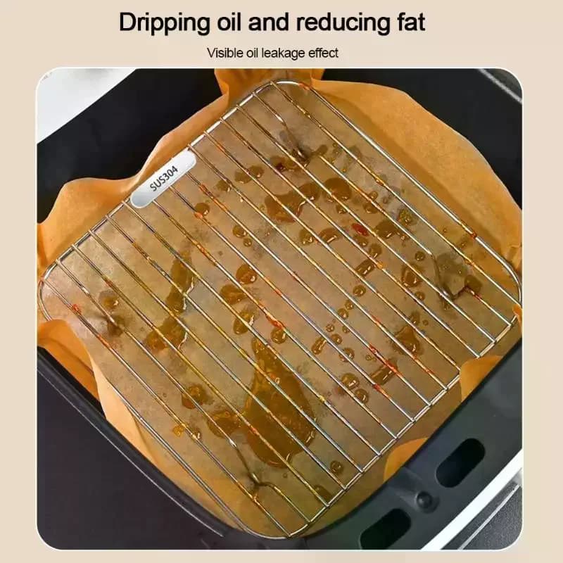 304 Stainless Steel Air Fryer Oil Drain Rack, Heat Resistant & Easy To Clean, Perfect For Home Kitchen Grilling Baking Roasting
