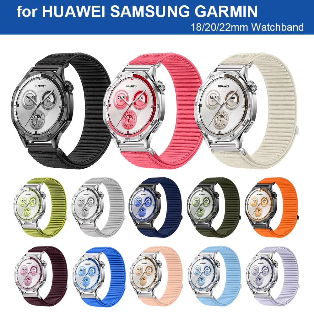 Cinturino per orologio in velcro per Samsung Galaxy Watch 7 6 5 HUAWEI Watch GT5 Garmin Forerunner 265 245 18/20/22mm cinturino