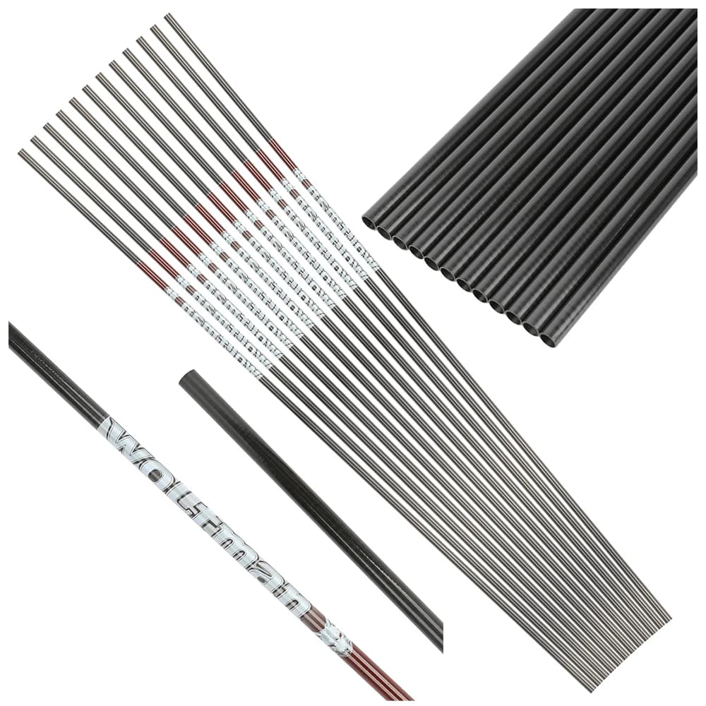 Asta per Freccia in Carbonio Puro da 31 Pollici, Spine 300 400 500 600, ID 6.0mm per Tiro con l'Arco, Caccia e Tiro al Bersaglio, 6/12 Pezzi, Asta per Freccia Fai-da-te