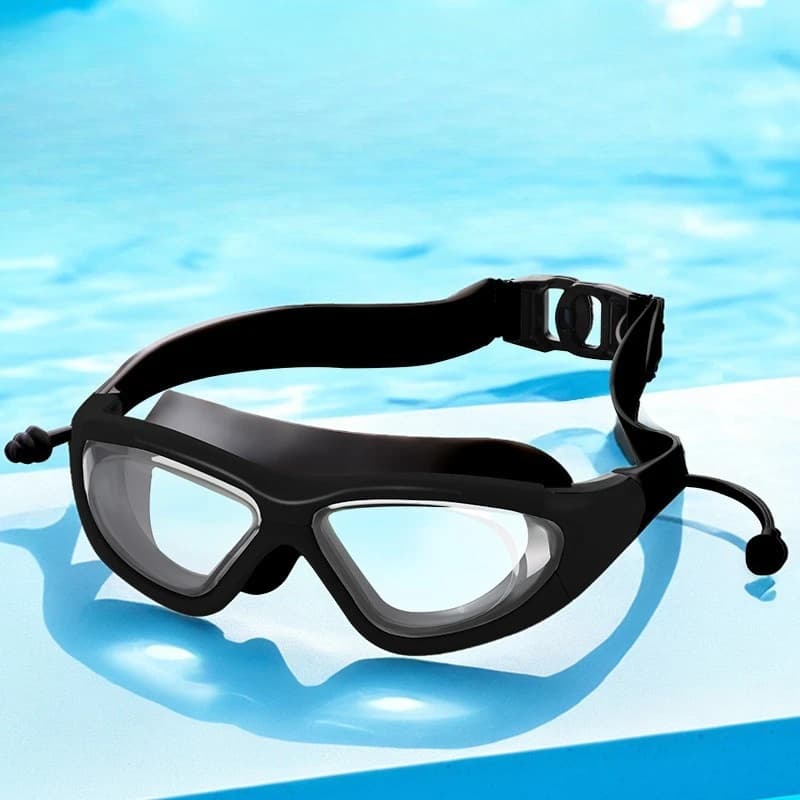 Occhialini da nuoto con tappi per le orecchie integrati, trasparenti, impermeabili e ad alta definizione, attrezzatura professionale per il nuoto