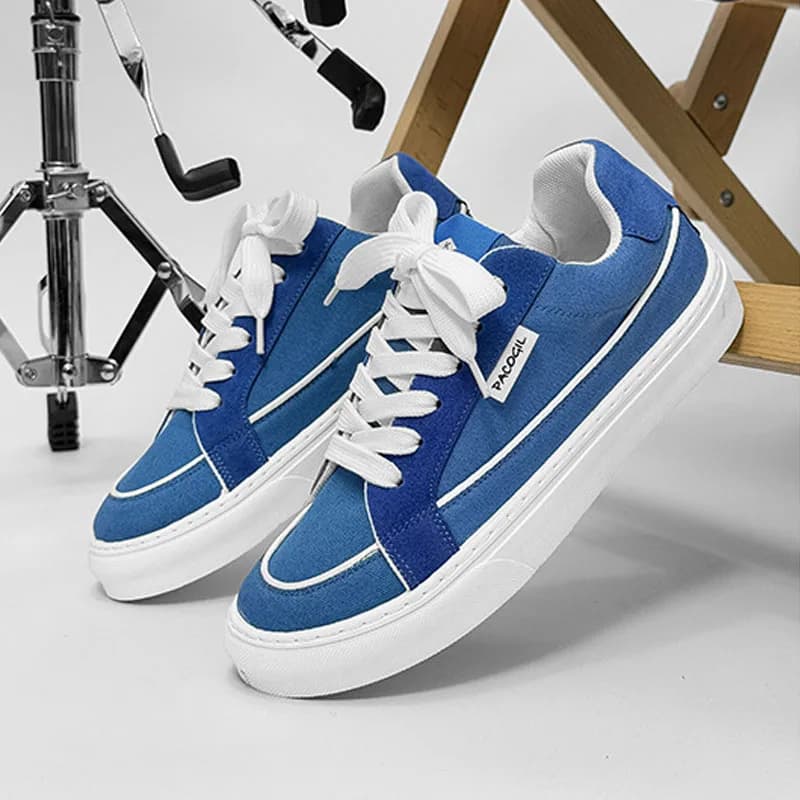 Trainers Men's Sports Shoes Fashion Platform Sneakers Non-slip Thick-soled Lace-up Skate Shoes Solid Color Canvas Casual Shoes