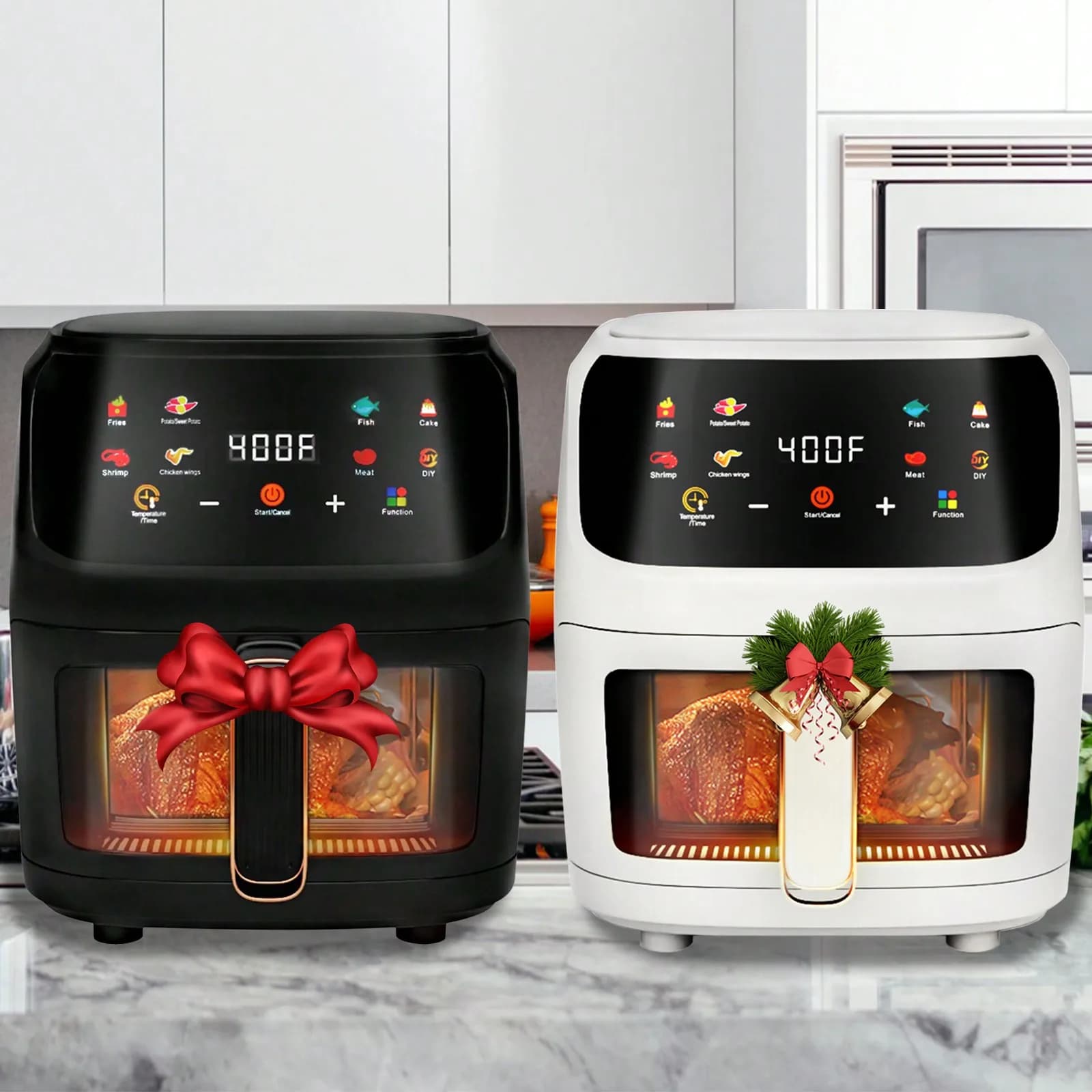 Friggitrice ad Aria 7.5QT con Forno a Convezione e Finestra Visiva, Multifunzione 7.5-in-1 e Touch Screen, Grigio/Nero