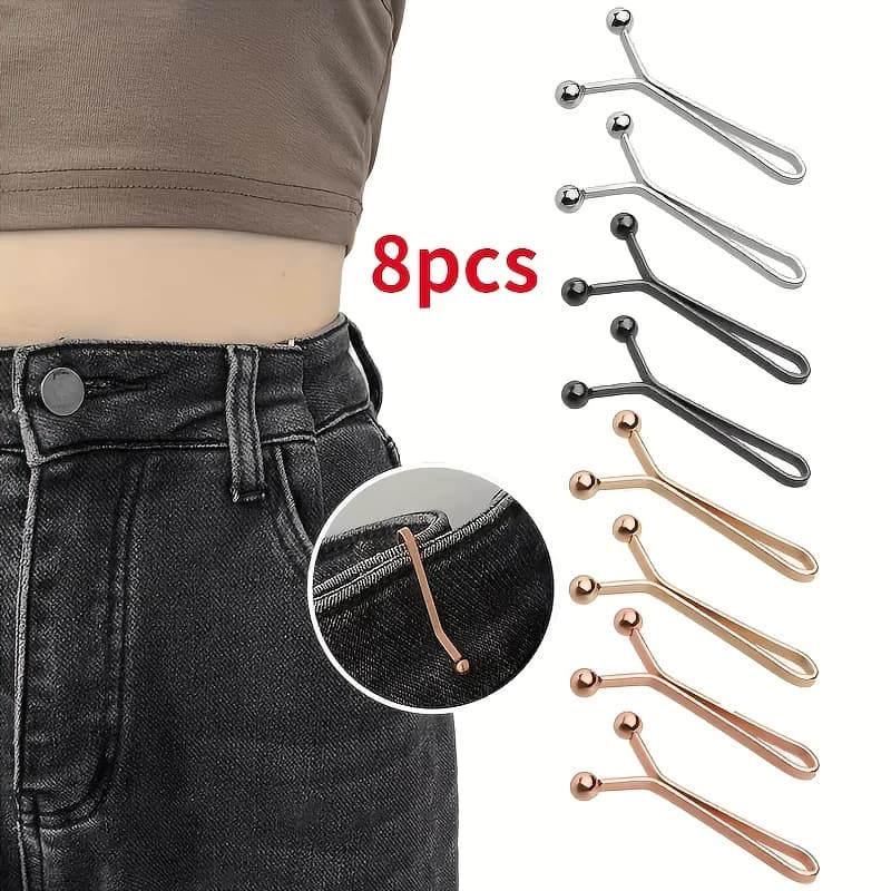 8PCS Jeans Skirts Detachable Buckle Accessories Adjustable Sleeve Clip For Pants Waist Tightening Sleeve Reduction Clip