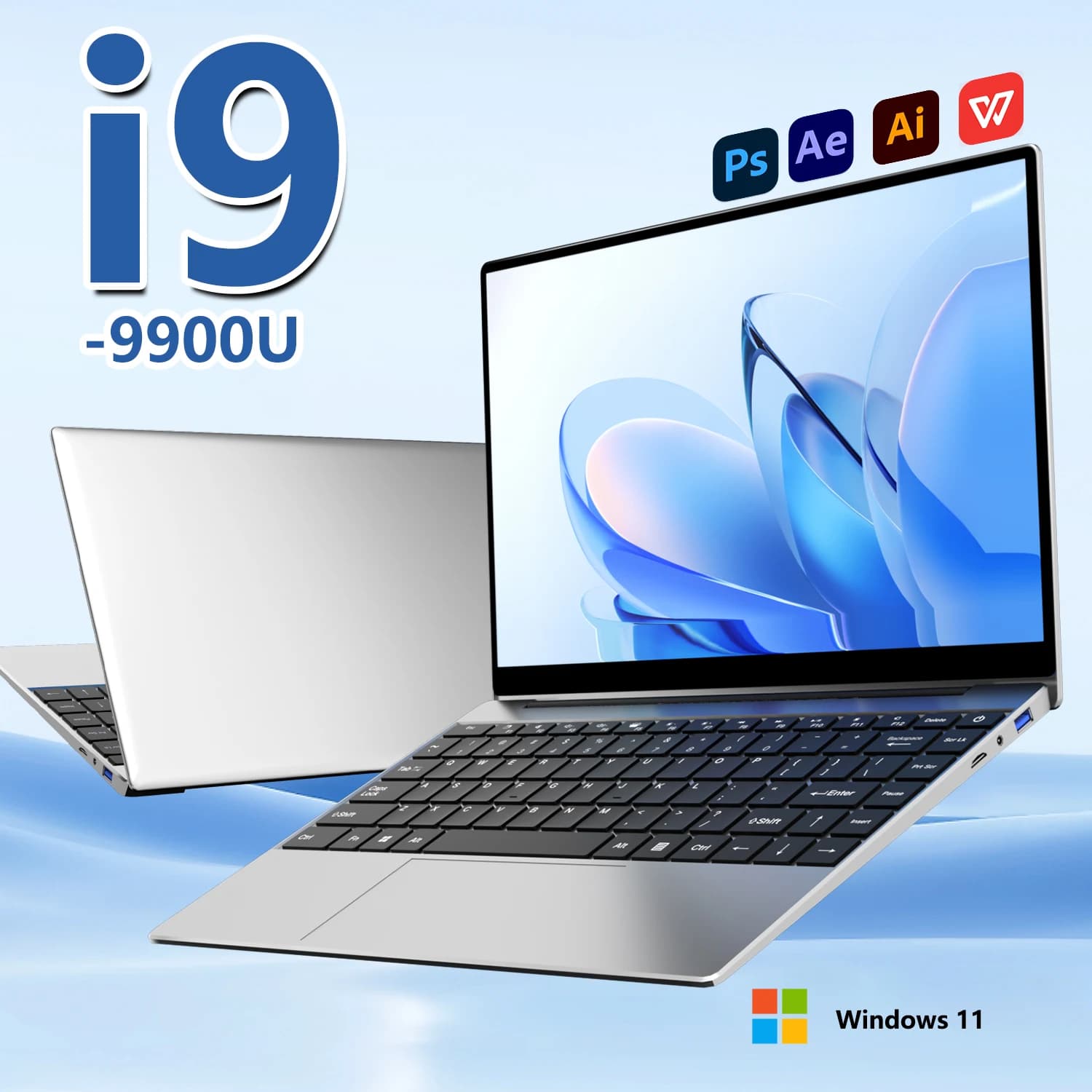 2025 Laptop sottile da 14,1 pollici Windows 11 Intel Core I9-9900U 32 GB DDR4 2 TB SSD Notebook da gioco WiFi 6 Computer da studio per ufficio PC