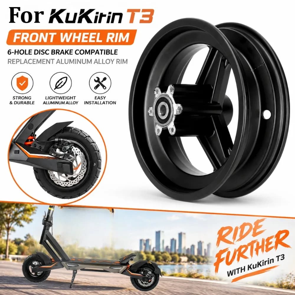 6-Hole Disc Brake Front Wheel Hub for KuKirin T3 Electric Scooter, Aluminum Alloy Rim Replacement Spare Part