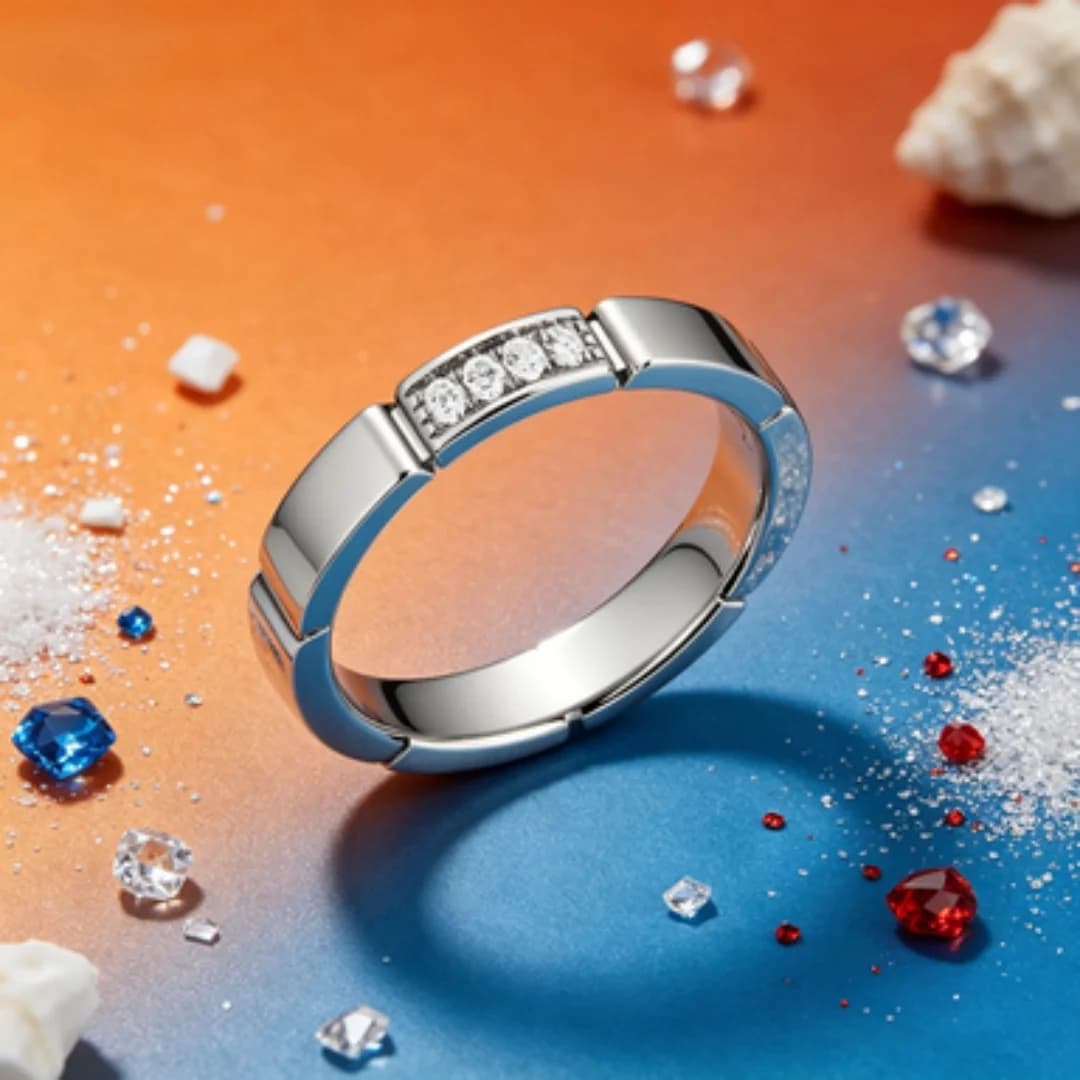 Anello di Lusso con Diamanti, Versatile per Uso Quotidiano, Anello per Coppie