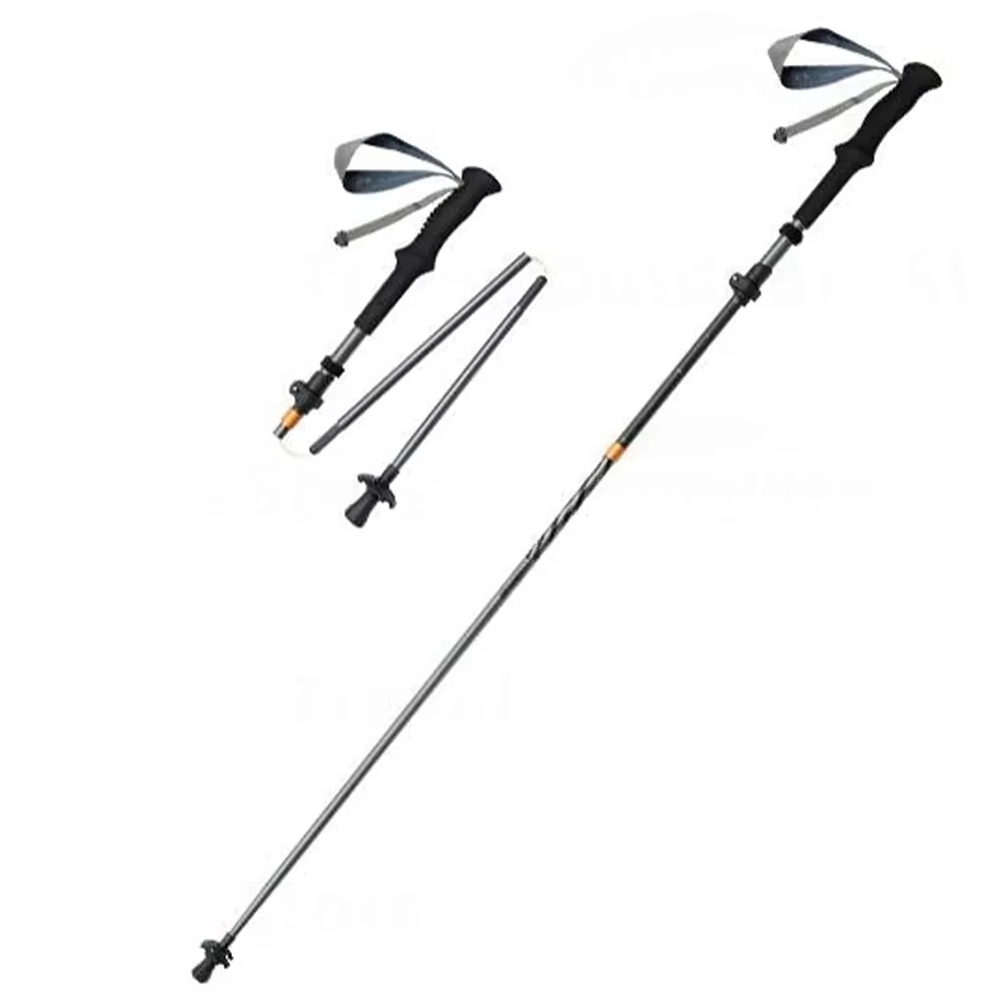 Lightweight and folding carbon fiber trek stick with 7075 aluminum rod, EVA grip, 3-section adjustable trek stick