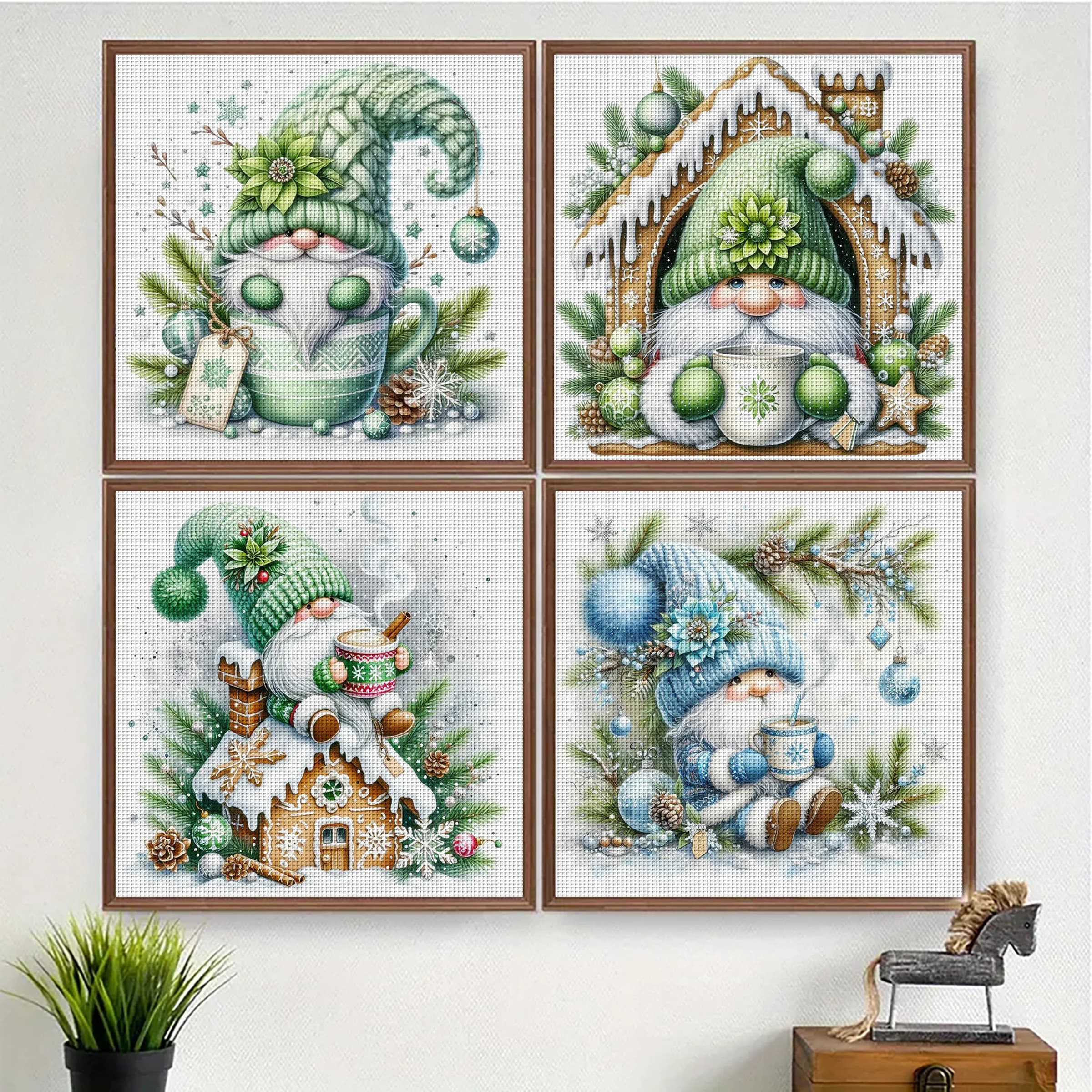 Kit Punto Croce Decorazione Natalizia Fai da Te 11CT Ricamo Decorazione Murale Regalo Materiale Artigianale Senza Cornice Semi-Finito 46×46cm
