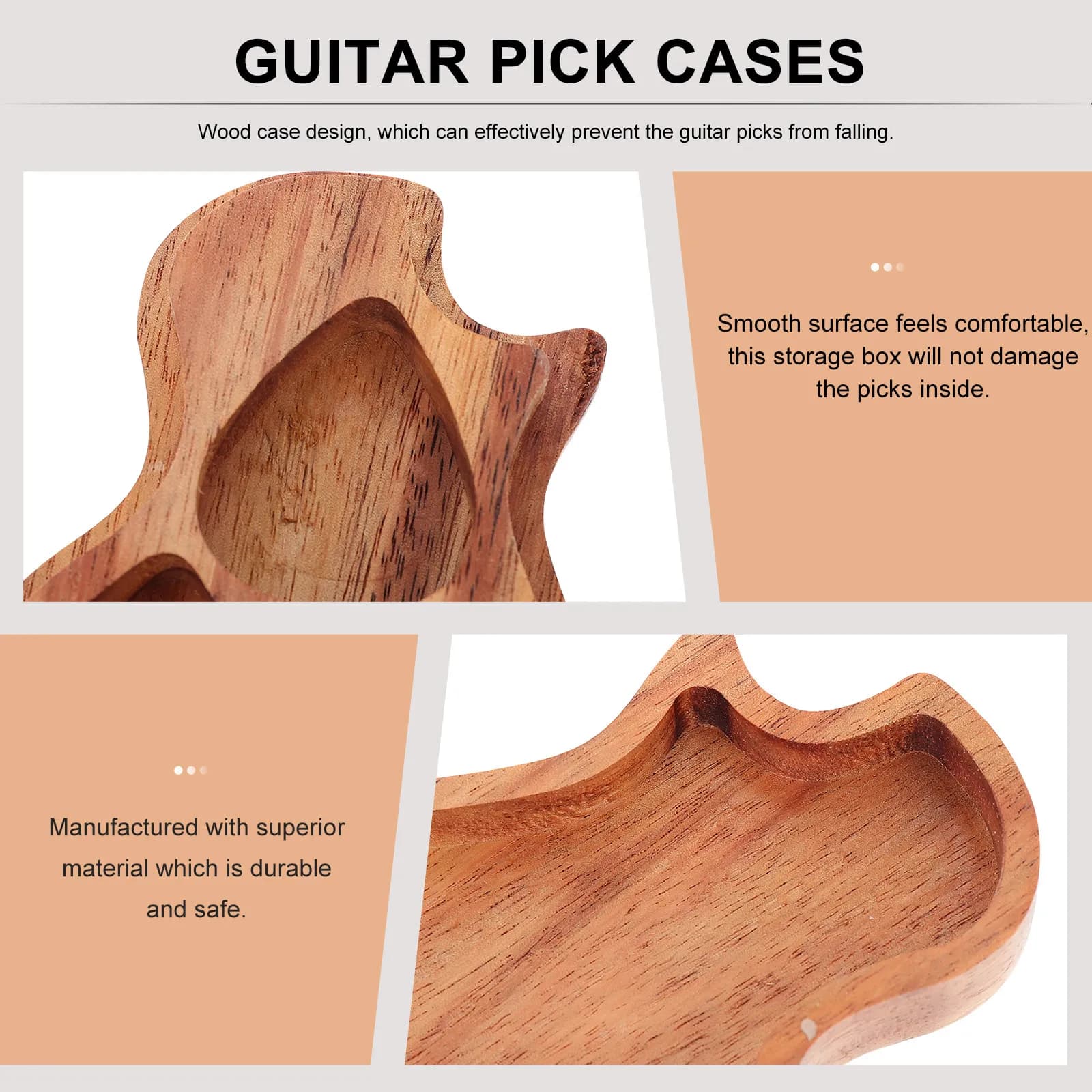 Contenitore porta plettri in legno liscio color legno per chitarra acustica ed elettrica - 1 pz