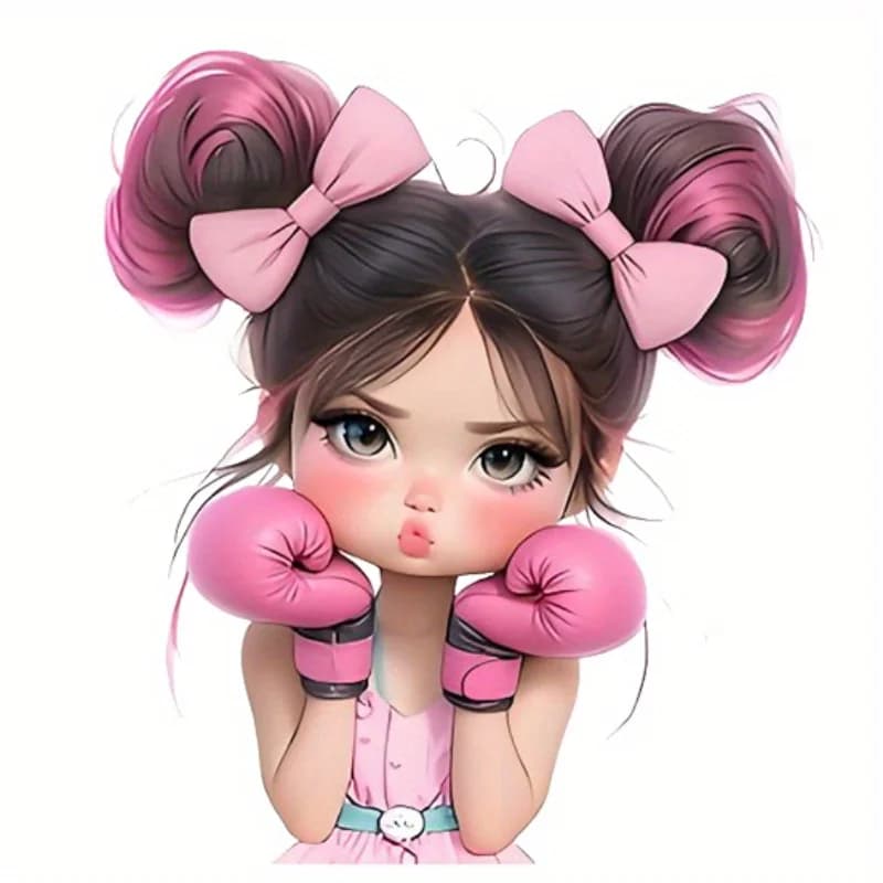Adesivi Termotrasferibili DTF HTV Fai da Te a Tema Boxe Divertente con Fiocco Rosa Carino per T-shirt, Jeans, Giacche, Zaini, Cappelli, Borse, Cuscini