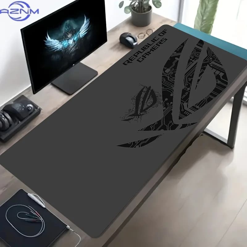 1pc Large Gaming Mouse Pad ROG Circuit Board Design Anti-Slip Rubber Base Extended Desk Mat for Office Gaming Setup PC Accessory