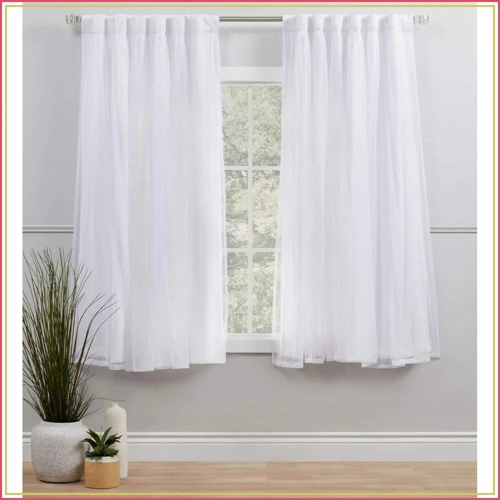 Layered Solid Blackout and Sheer Curtain Panel Pair, 52"x63", Set of 2