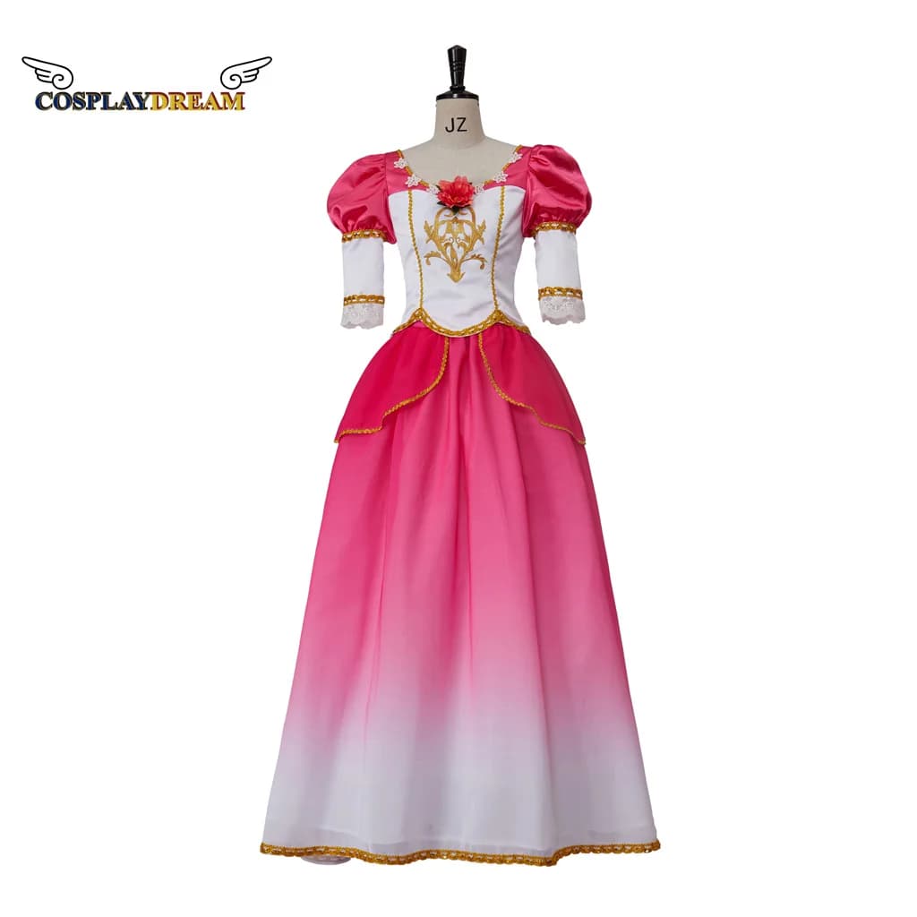 Costume cosplay da principessa Genevieve 12 Abito da principessa danzante Abito da principessa danzante di Halloween Abito da ballo sfumato rosa fata
