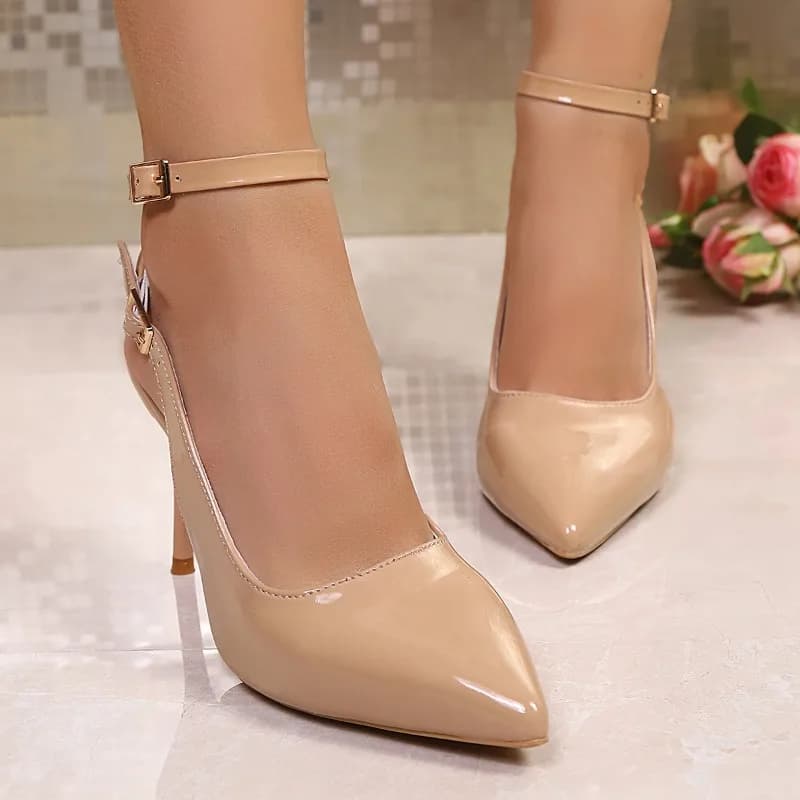 Nuovi Sandali Estivi 2026 da Donna con Tacco Alto, Fibbia Metallica Lussuosa, Sandali Slingback di Design alla Moda, Scarpe Sexy a Punta per lo Shopping