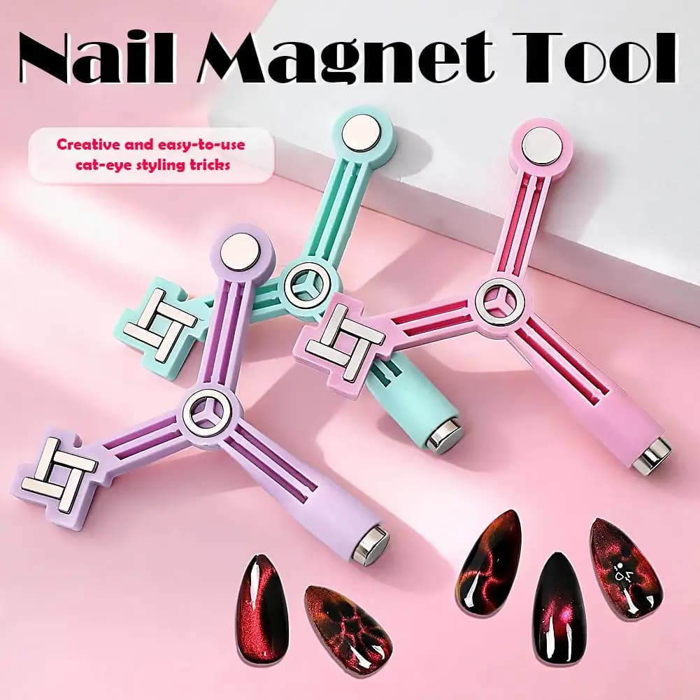 4-IN-1 Magnetic Instrument for Cat Eye Effect, Triangular Wheel Design, Multifunctional, Strong Magnetism for Gel Nail Polish, Manicure Tool