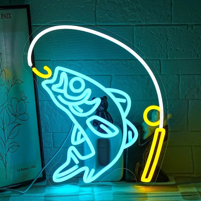 Insegna al neon a LED dimmerabile per la pesca a mosca, decorazione da parete, insegna al neon per negozio di attrezzatura da pesca, stanza.