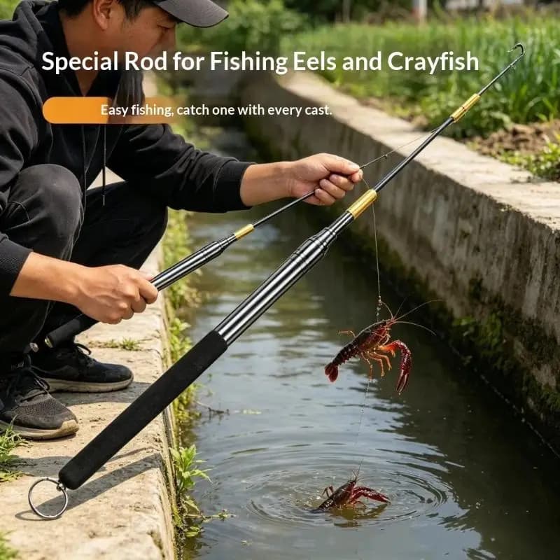 1PC Telescopic Eel Hook 360° Rotation Barbed Thread High Hardness Long Fishing Hook for Angling Enthusiasts