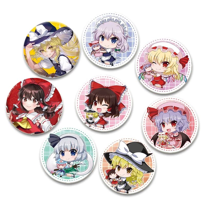 32/44/58mm Touhou Project Brooch Cartoon Metal Creative Badge Backpack Shoes Jewelry Accessories Hakurei Reimu Kirisame Marisa