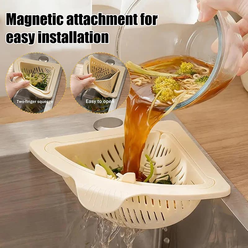 Magnetic Kitchen Sink Strainer Food Waste Catcher Basket With Handle Triangle Anti-Clog Sink Filter Strainer Kitchen Accessories