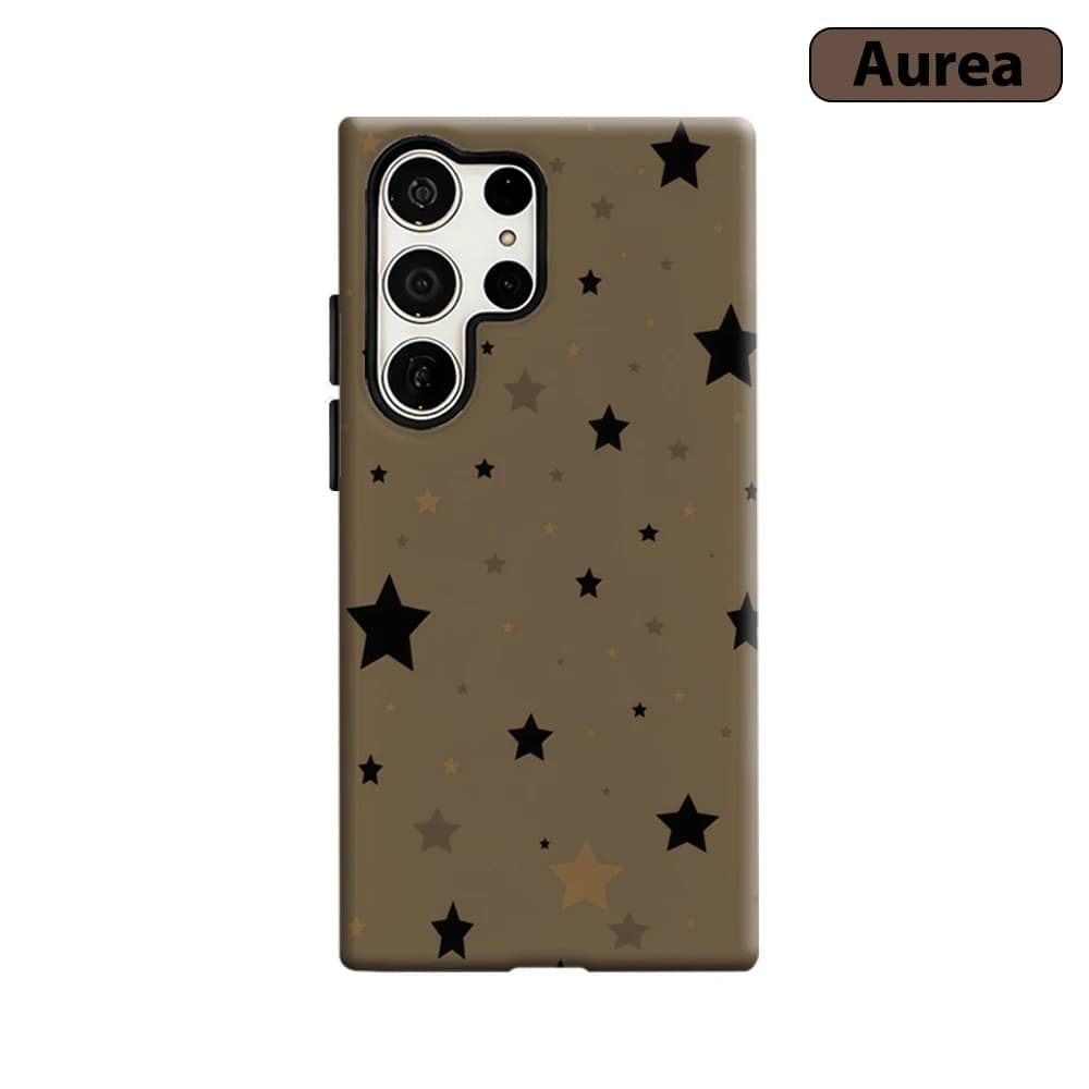 Cover per Telefono con Stampa di Stelle Marroni Neutrali per Samsung Galaxy S25 Ultra S24 S23 Ultra Plus, Custodia Antiurto a Doppio Strato